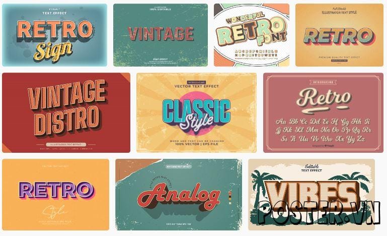 10+ Retro Text Effect file AI-EPS