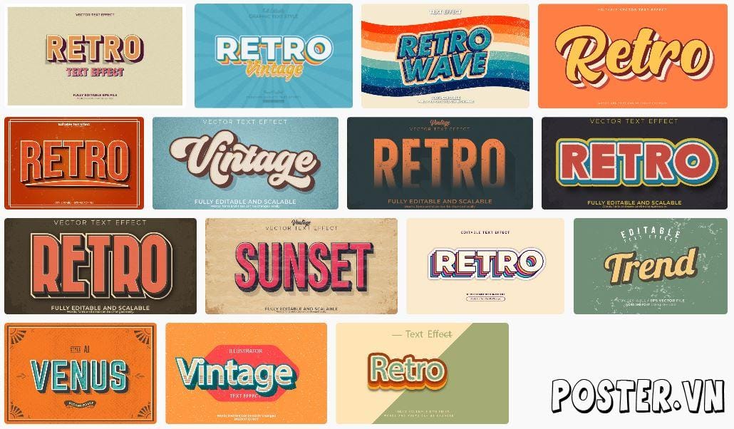 15+ Retro Text Effect file AI-EPS
