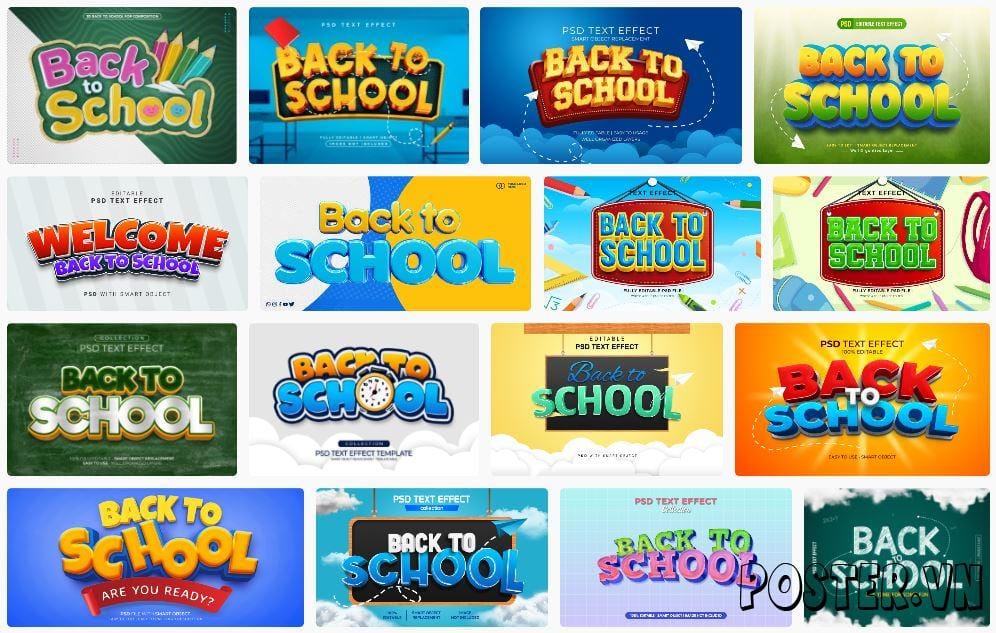 16+ Back to school text effects