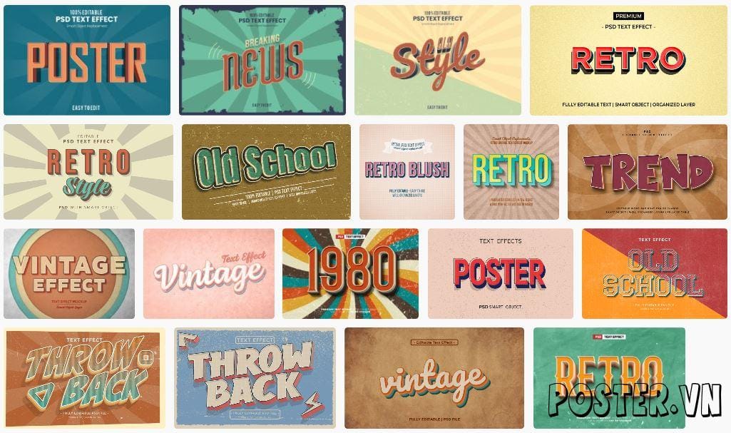 18+ Retro Text Effect file PSD