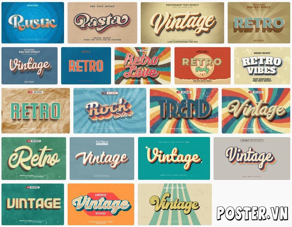 20+ Retro Text Effect file PSD