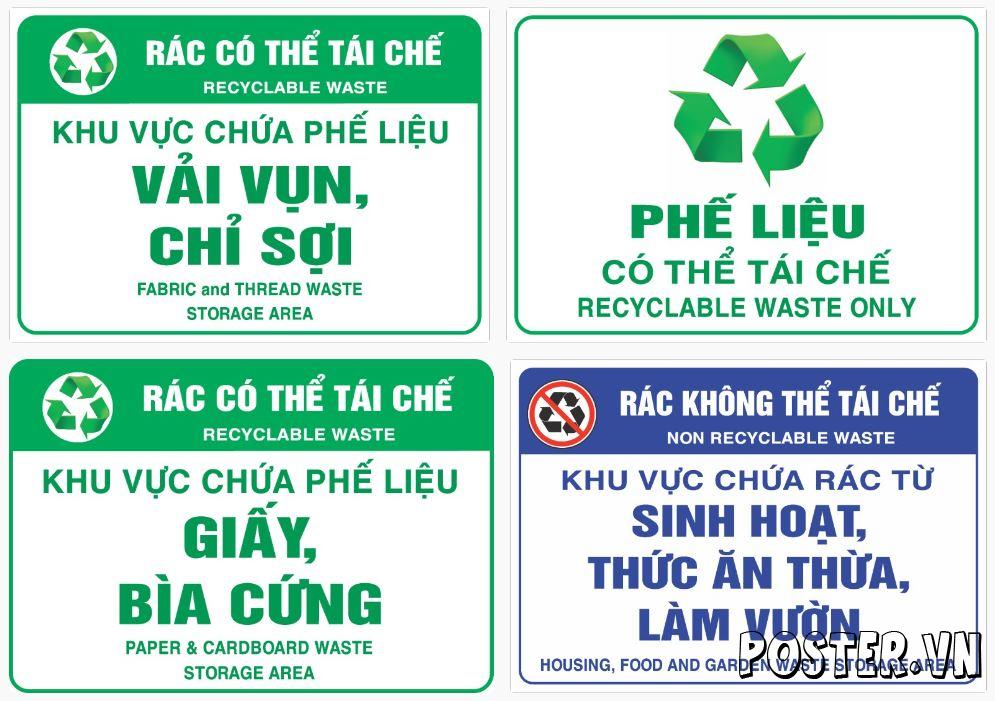 4+ Biển hướng dẫn khu vực chứa phế liệu rác thải