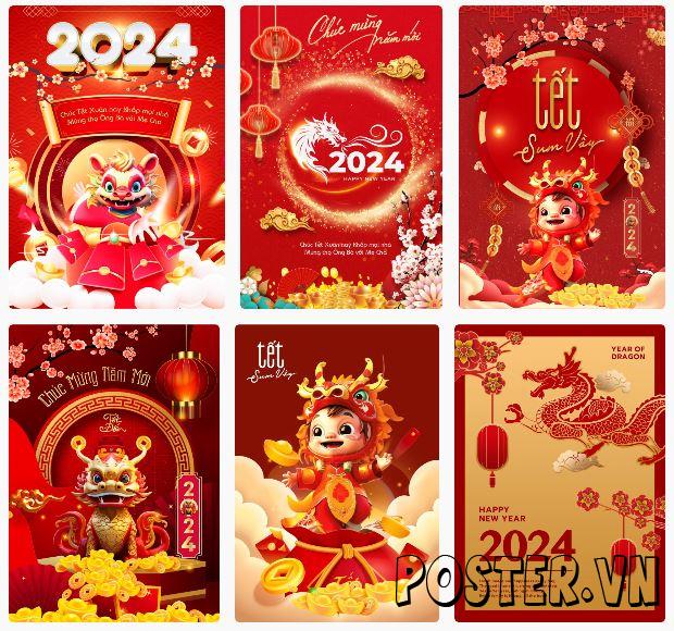 6+ Poster Tết 2024 file Vector