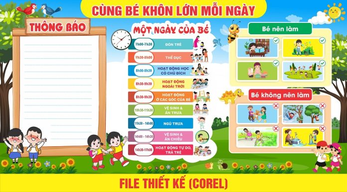 Bang cung be khon lon moi ngay trang tri mam non