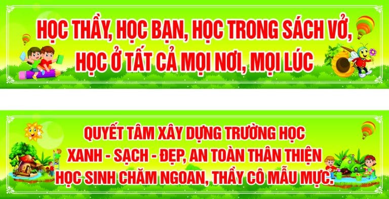 Pano trang tri lan can truong hoc