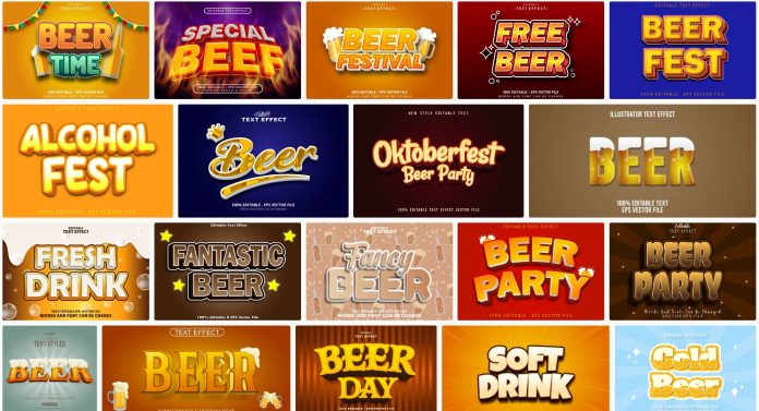 19-beer-text-effect-file-vector
