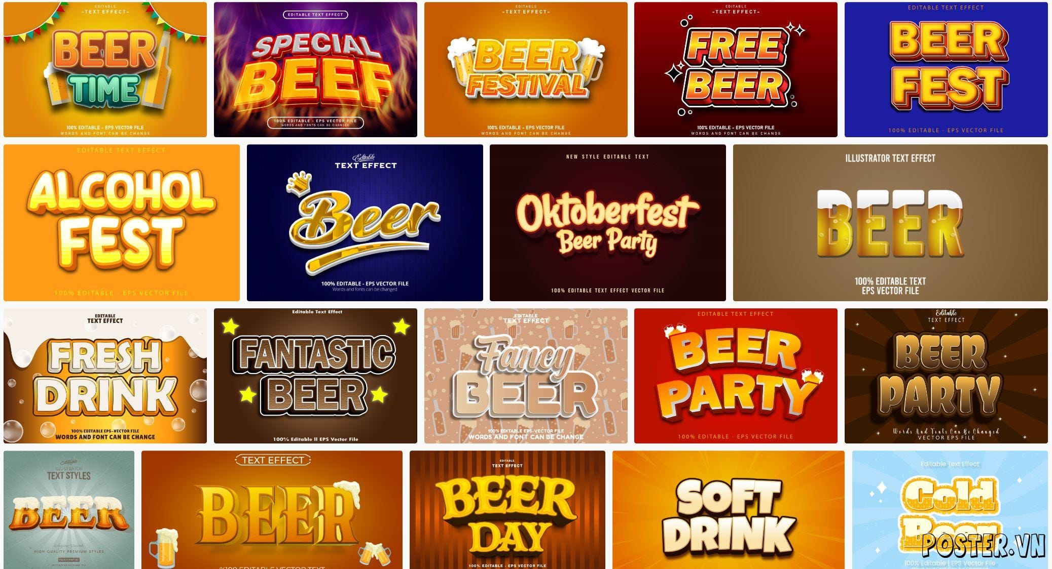 19+ Beer Text Effect file vector