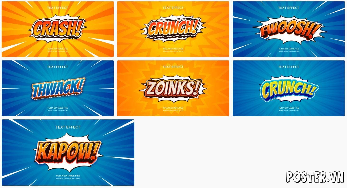 7+ Gradient comic text effect