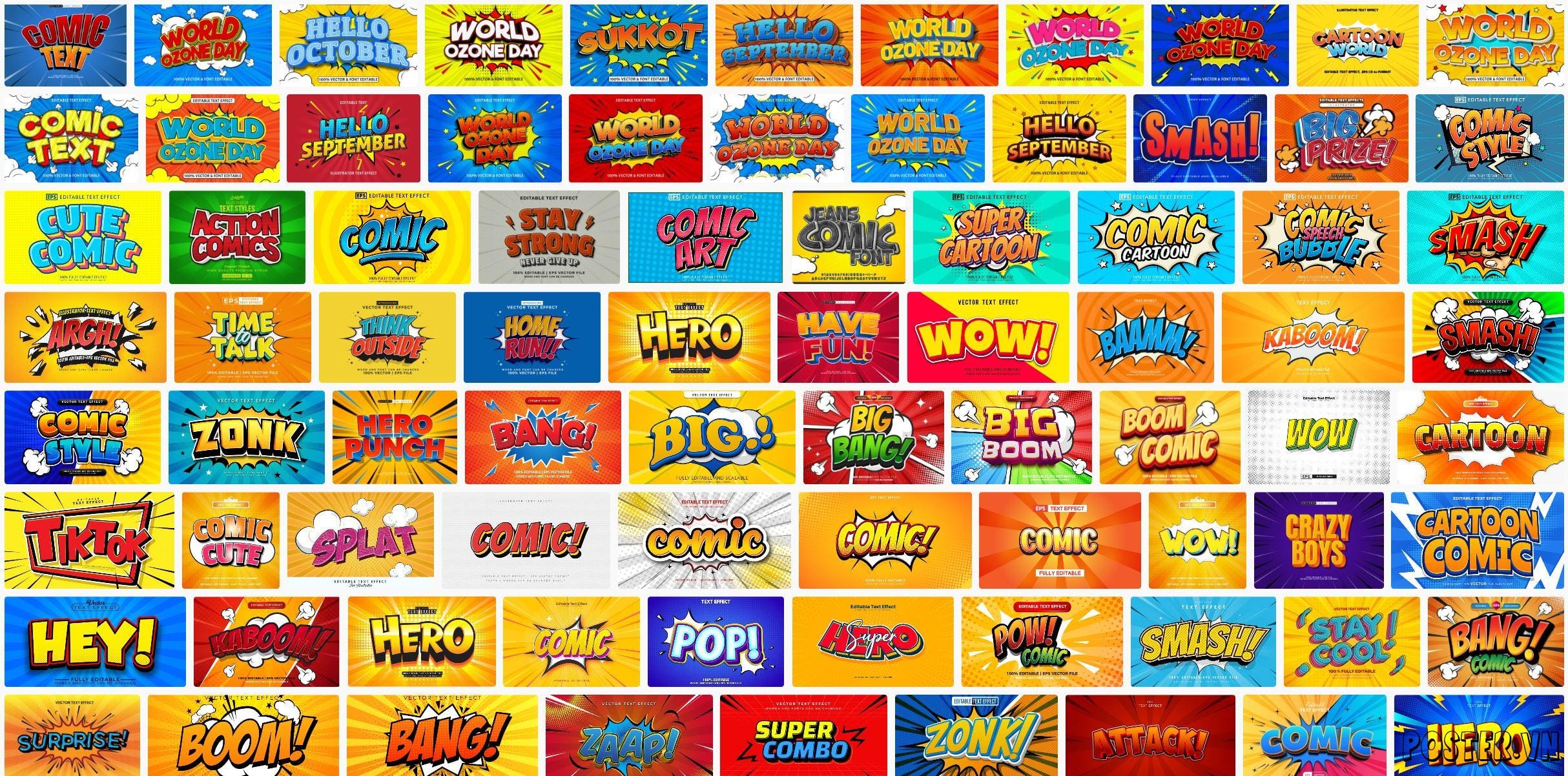 90+ Comic text effect