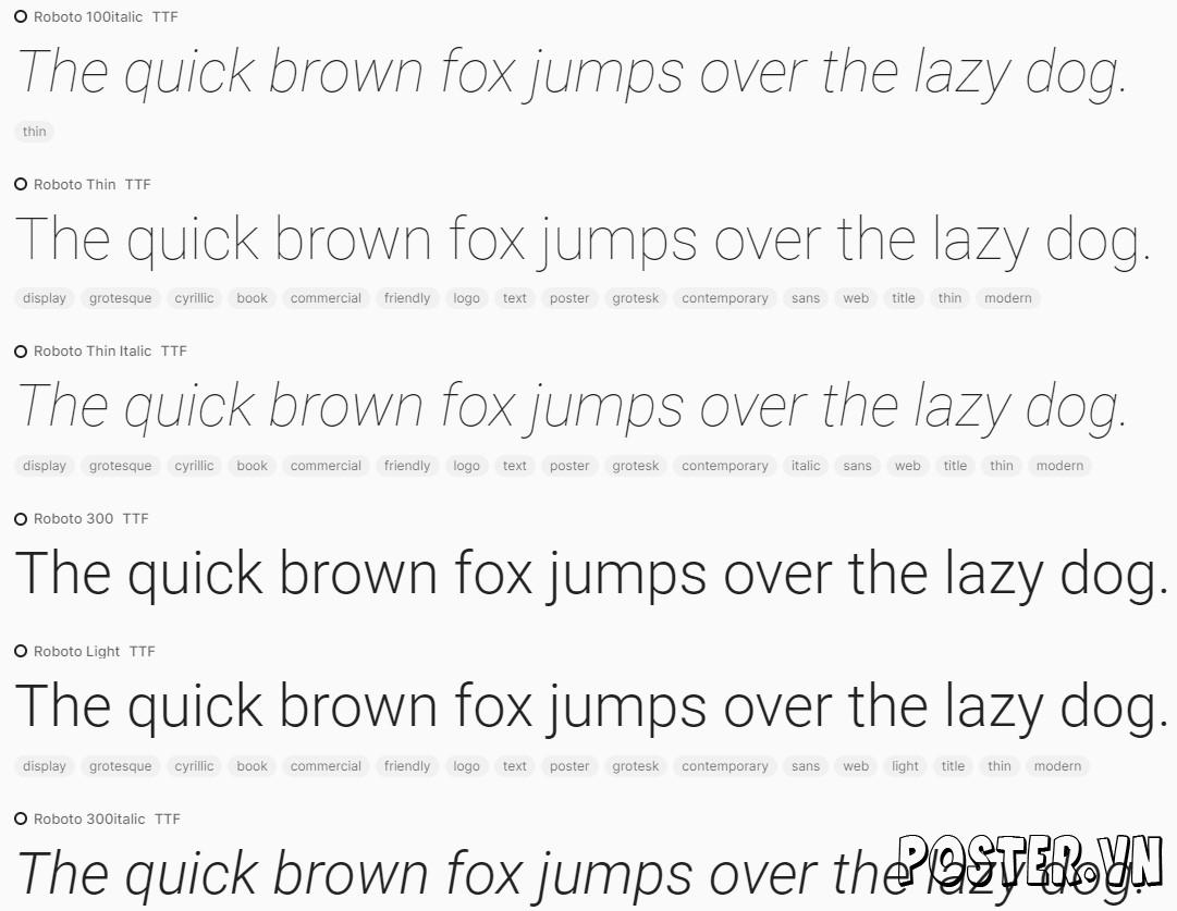 Bộ Font Roboto Việt Hóa