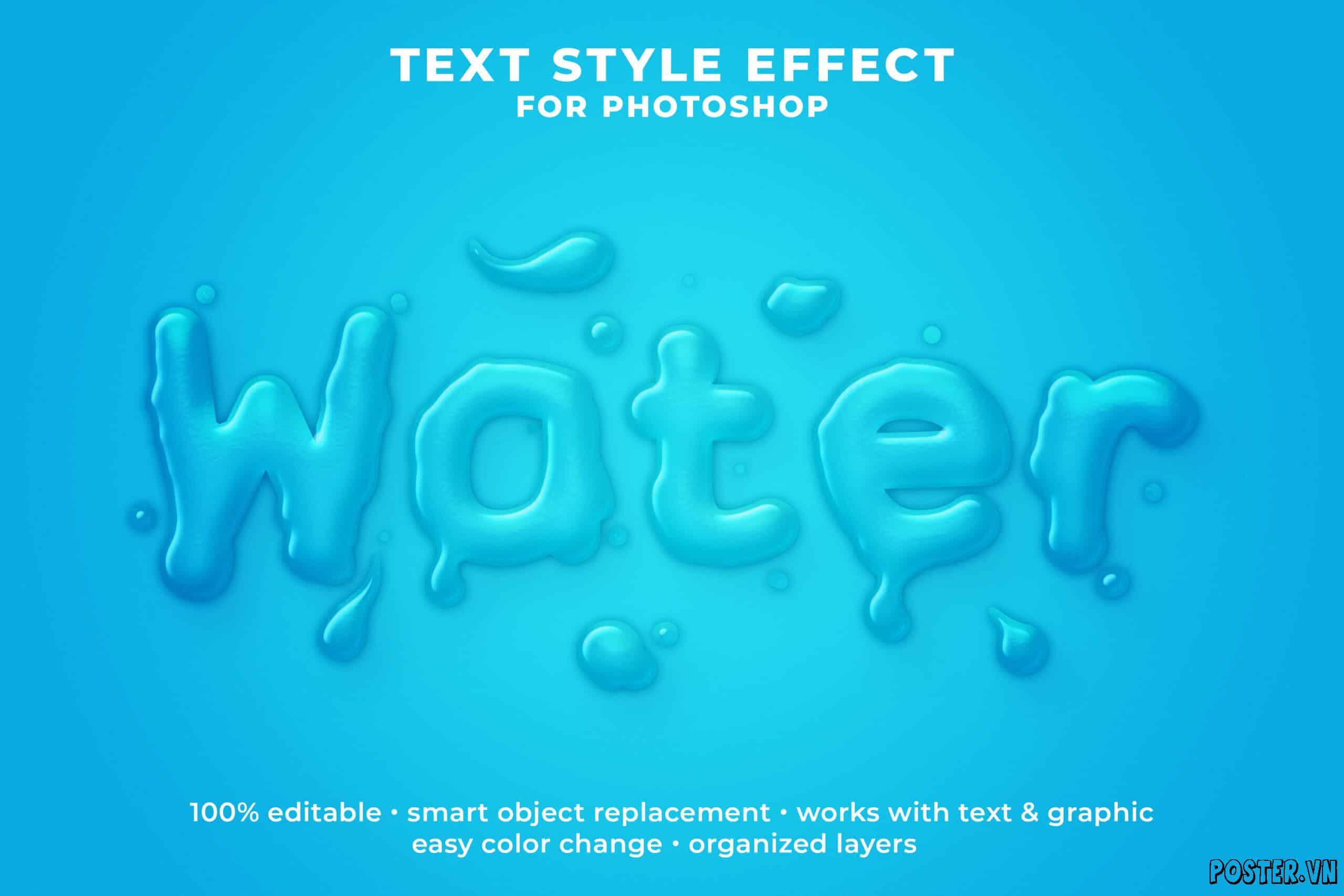 Water 3D text style effect photoshop template