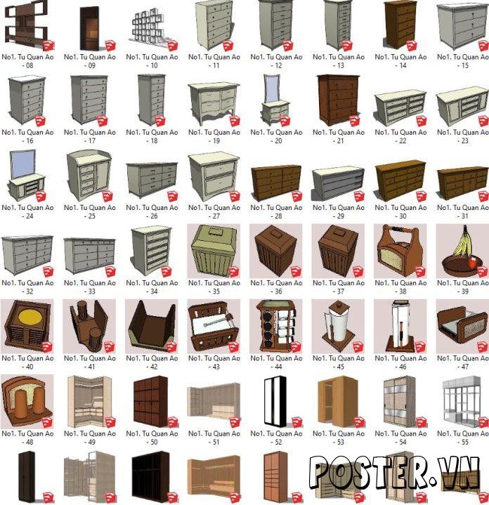 103+ Tủ quần áo SketchUp