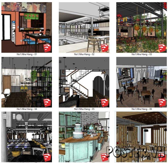 118+ Mẫu Nhà hàng SketchUp