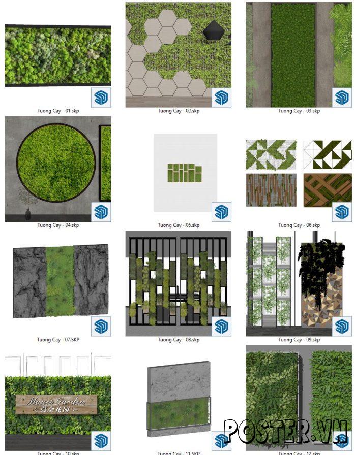15+ Tường cây SketchUp