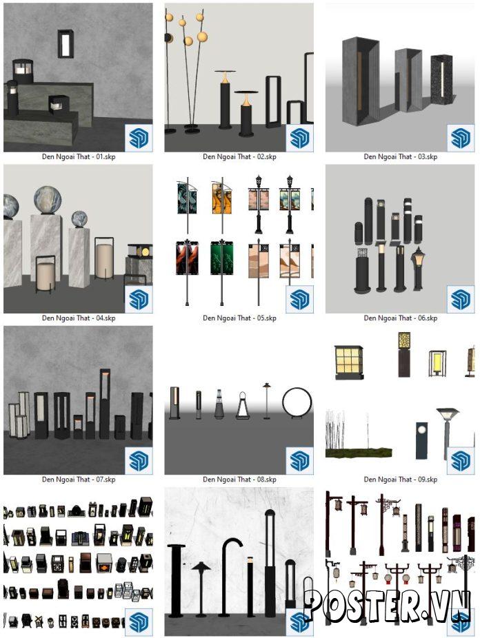 20+ Đèn ngoại thất SketchUp