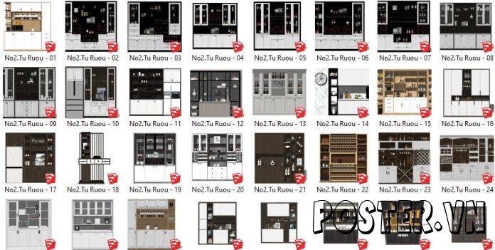 48+ Tủ rượu tổng hợp SketchUp