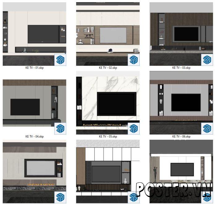 9+ Kệ TV SketchUp