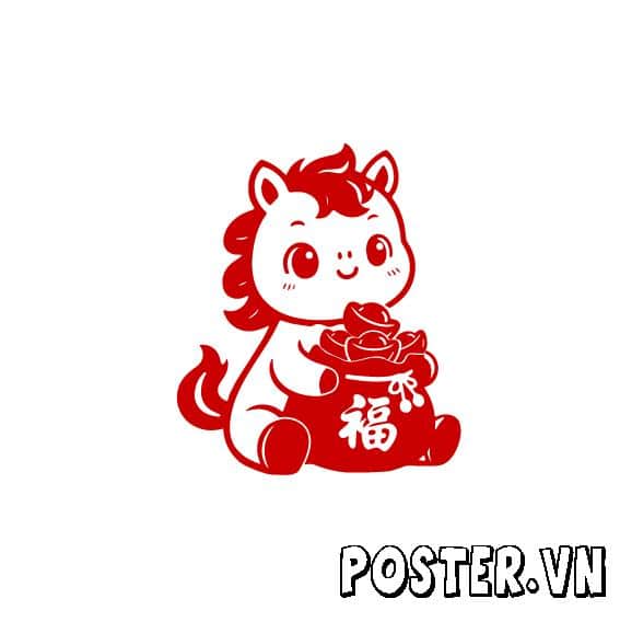 vector linh vật ngựa hoa văn 2026