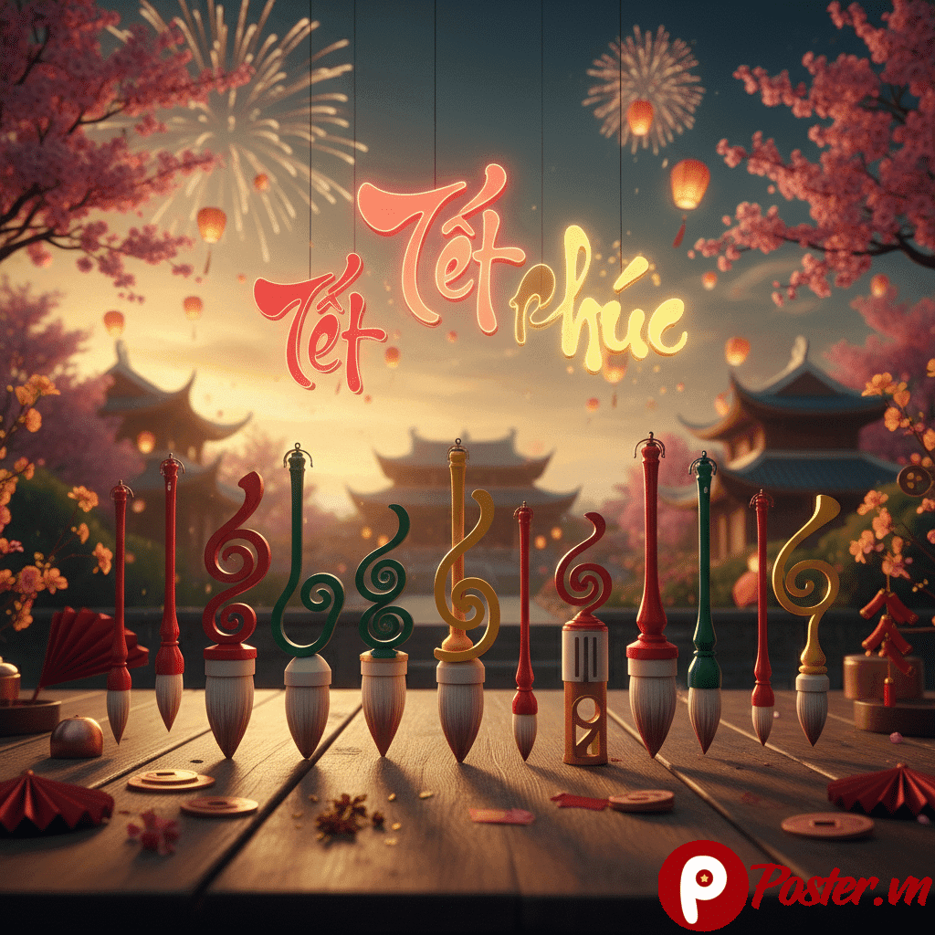 Hình ảnh minh họa các mẫu font chữ Tết và thư pháp Việt hóa đẹp, ấn tượng cho thiết kế đồ họa năm 2026.