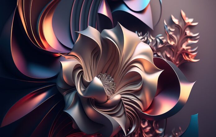 Ảnh hoa 3D kim loại trừu tượng