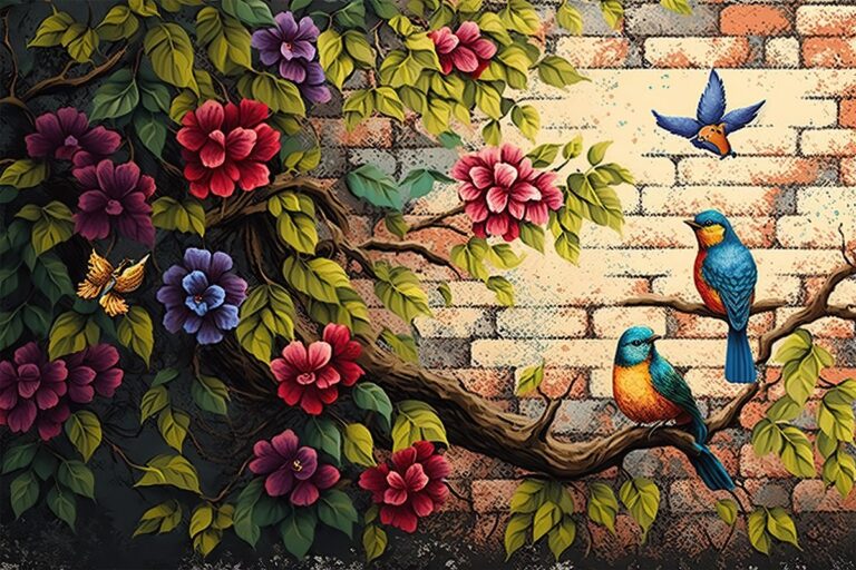 Ảnh nền hoa lá chim chóc đẹp