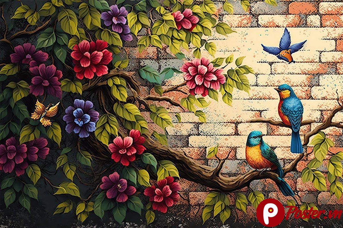 Ảnh nền hoa lá chim chóc đẹp