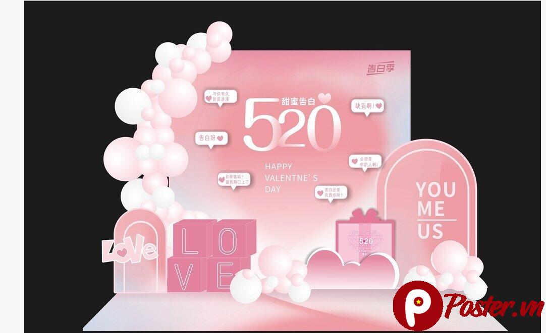 Backdrop 520 Valentine Vector Hồng