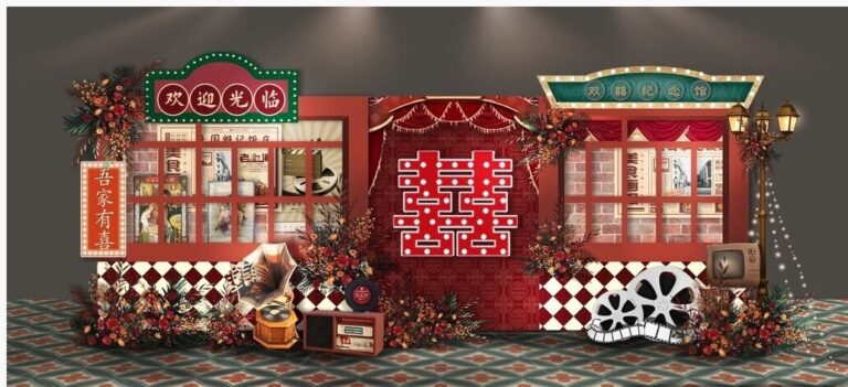 Backdrop cưới phong cách retro