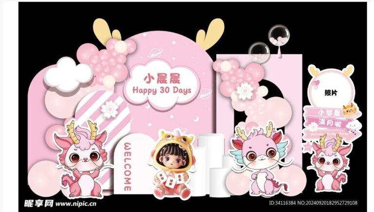 Backdrop sinh nhật bé gái hồng