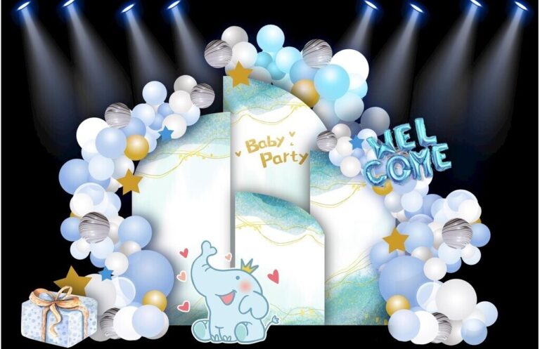 Backdrop sinh nhật bé trai vector