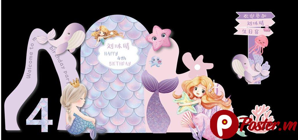 Backdrop sinh nhật nàng tiên cá