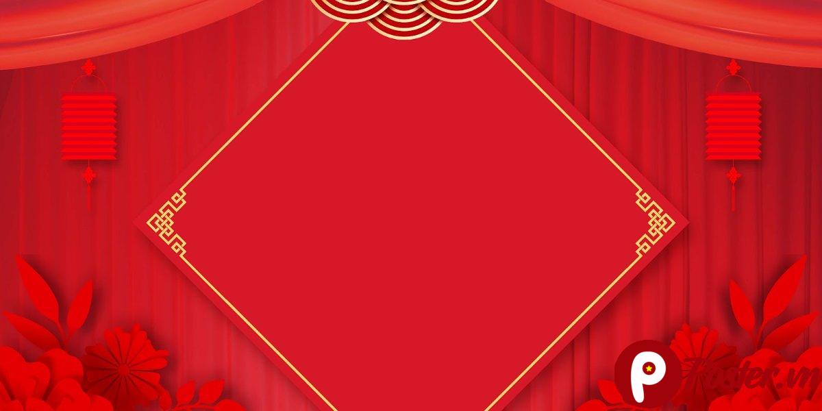 Backdrop Tết 2025 Đỏ May Mắn