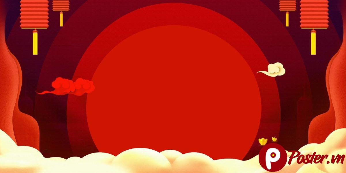 Backdrop Tết 2025 Đỏ May Mắn