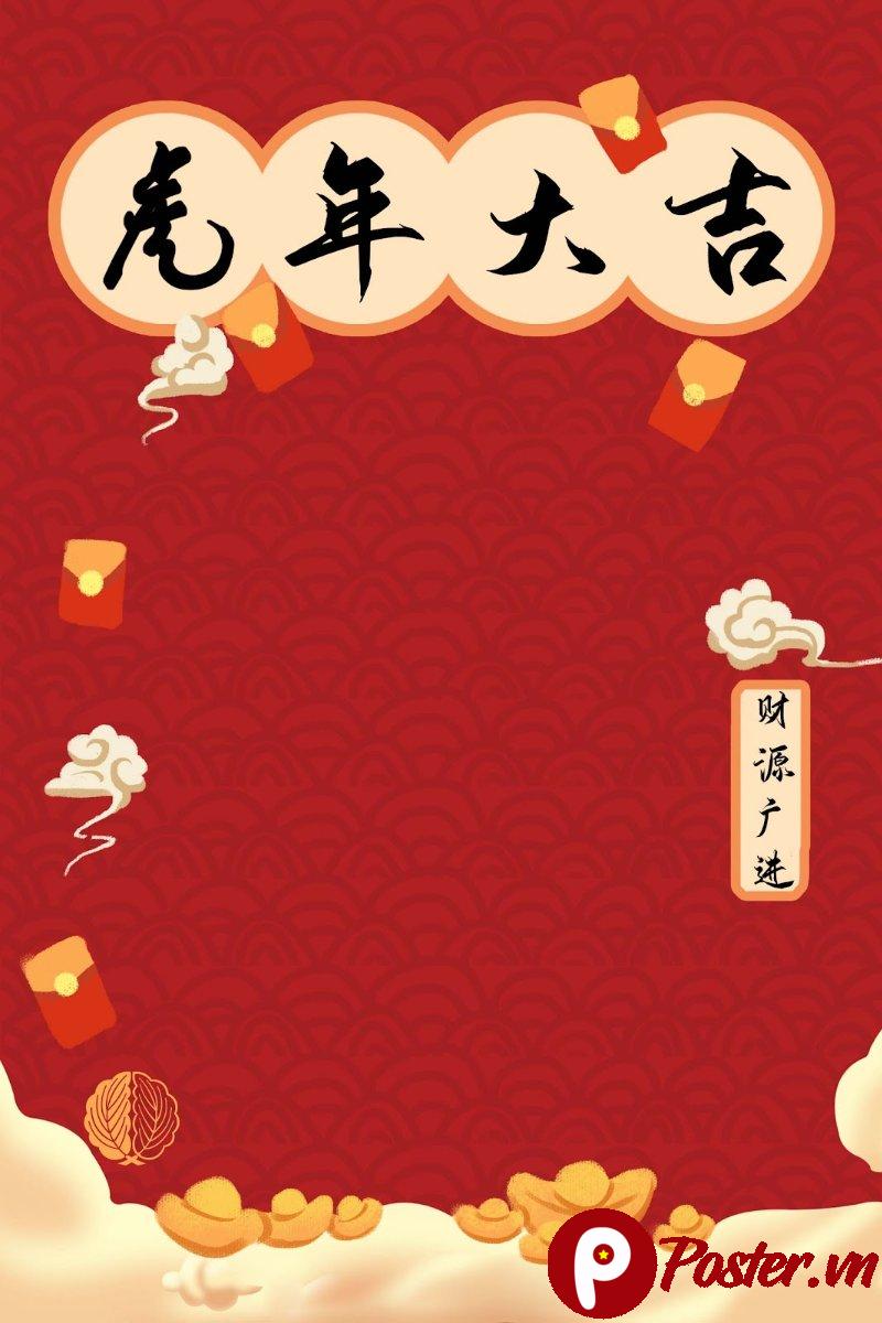 Backdrop Tết 2025 Đỏ May Mắn