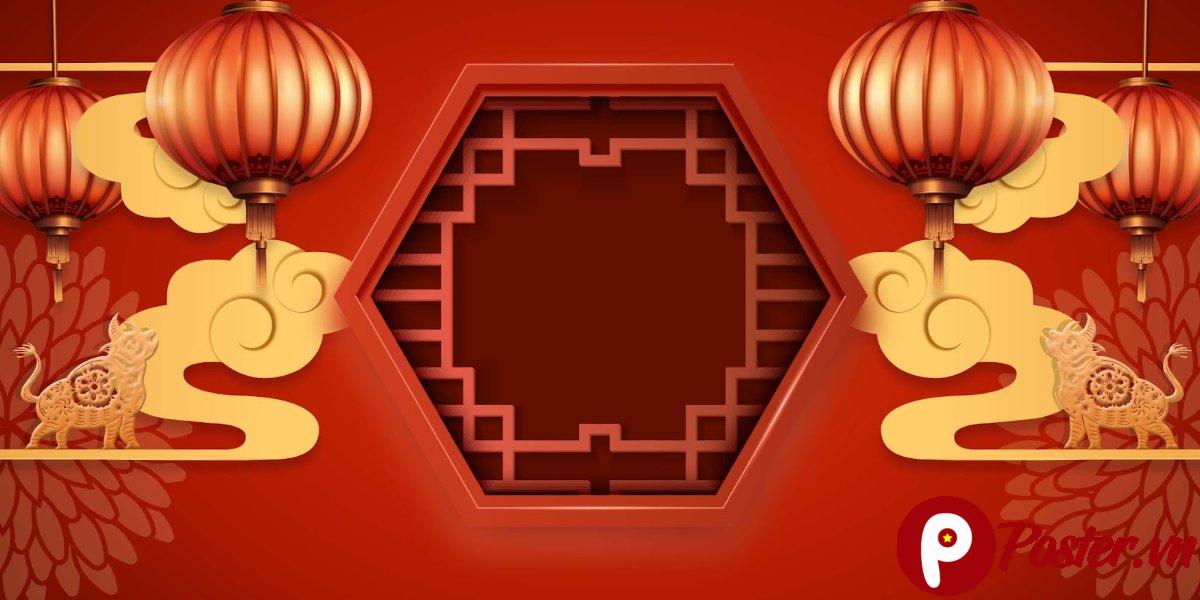 Backdrop Tết 2025 Đỏ May Mắn