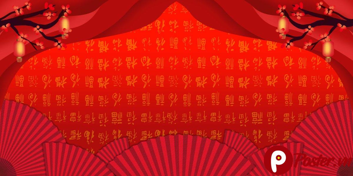 Backdrop Tết 2025 Vector Đỏ May Mắn