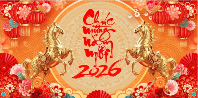 Backdrop Tết 2026 Ngựa Vàng