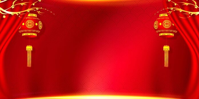 Backdrop Tết Đỏ Đèn Lồng