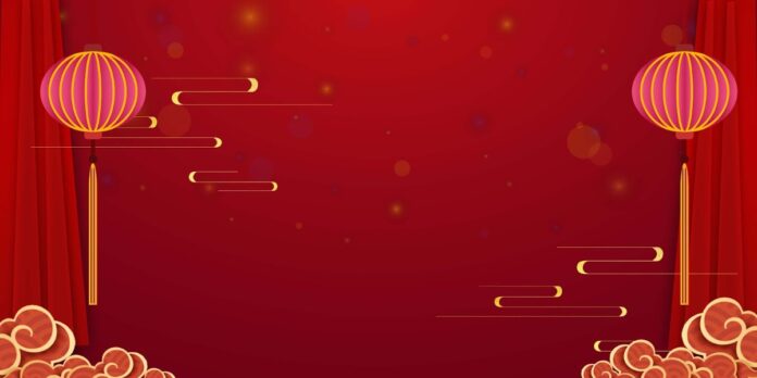 Backdrop Tết Đỏ Đèn Lồng