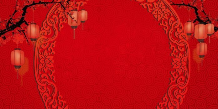 Backdrop Tết đỏ đèn lồng