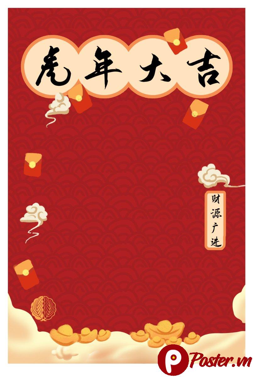 Backdrop Tết đỏ may mắn vector