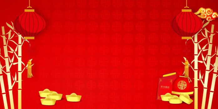 Backdrop Tết đỏ may mắn vector