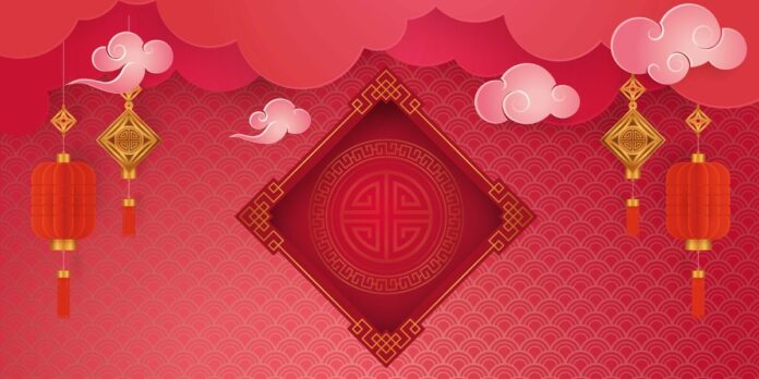 Backdrop Tết đỏ may mắn