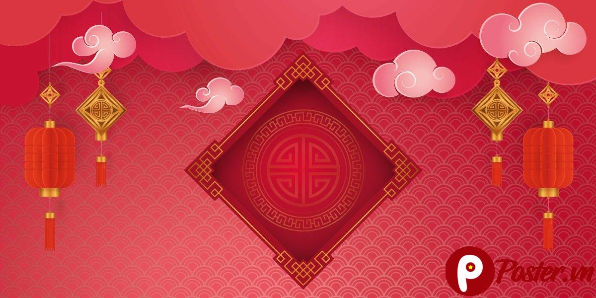 Backdrop Tết đỏ may mắn