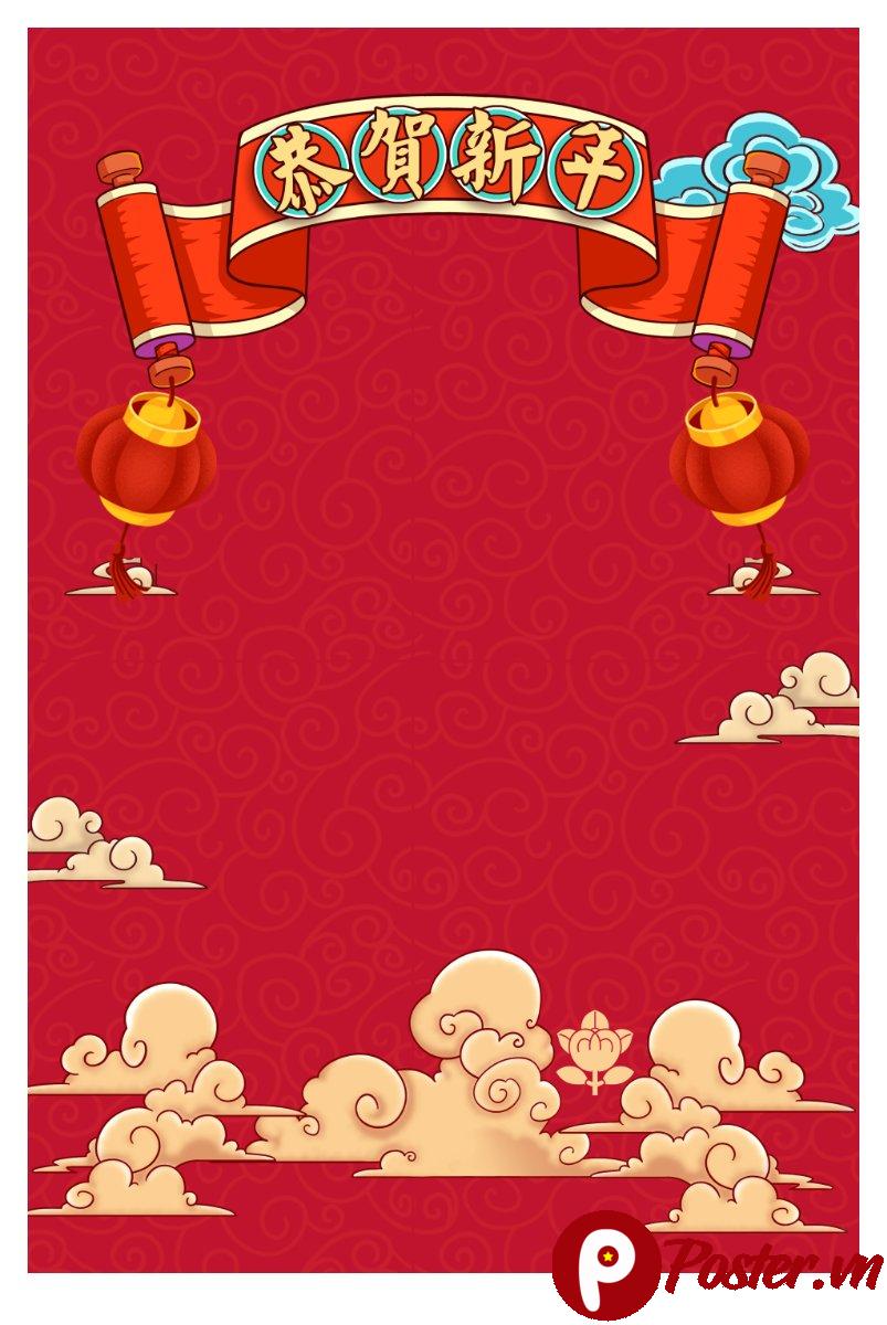 Backdrop Tết Đỏ May Mắn