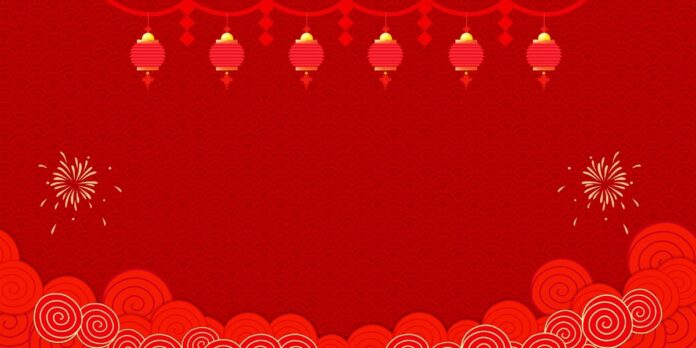 Backdrop Tết đỏ pháo hoa