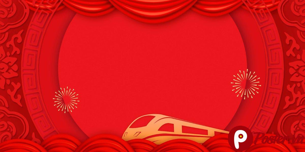 Backdrop Tết Đỏ Tàu Hỏa