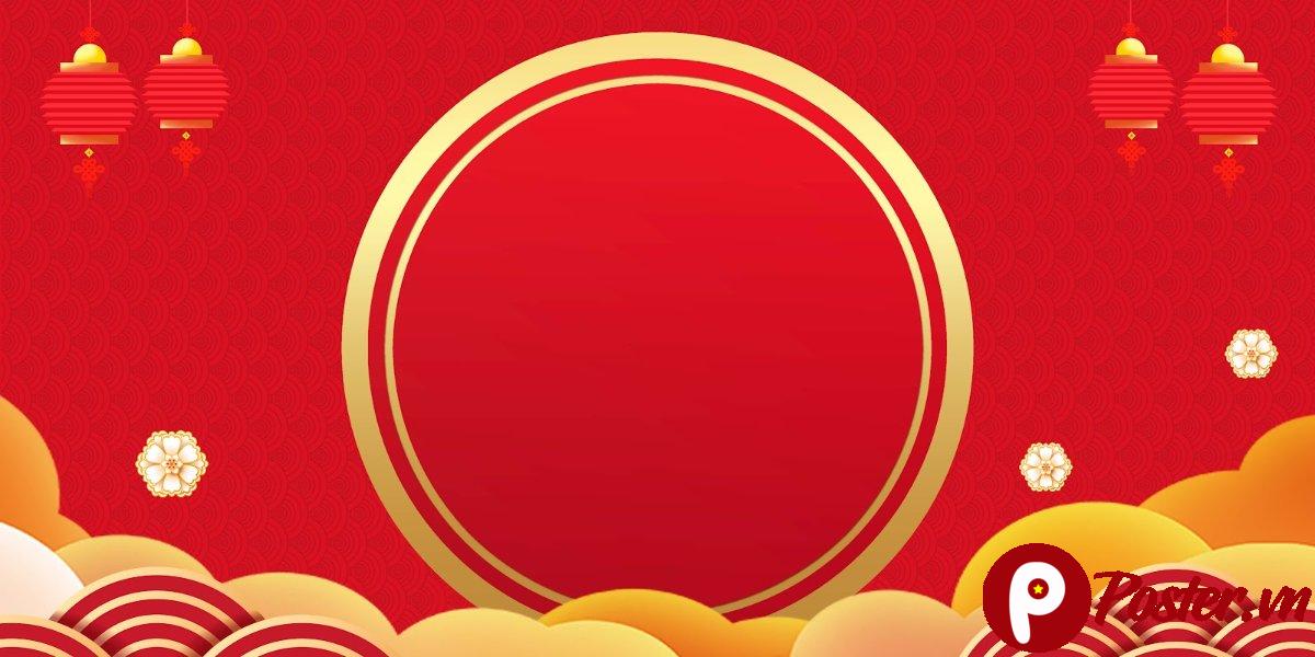 Backdrop Tết đỏ vàng đơn giản