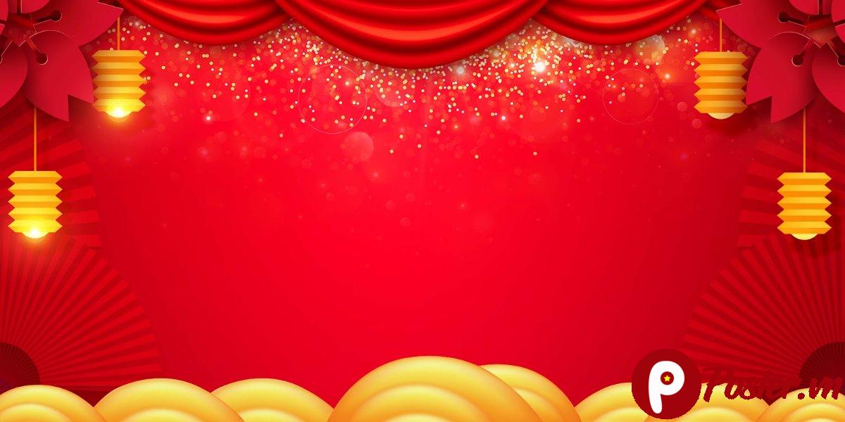 Backdrop Tết đỏ vàng lấp lánh