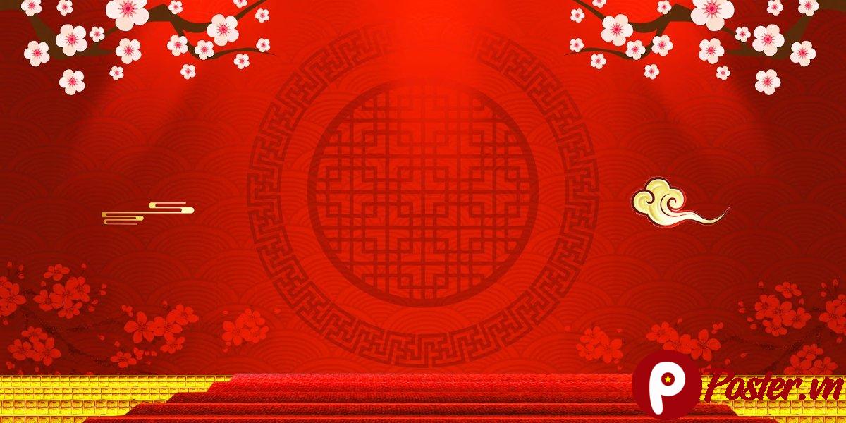 Backdrop Tết Đỏ Vector 2025